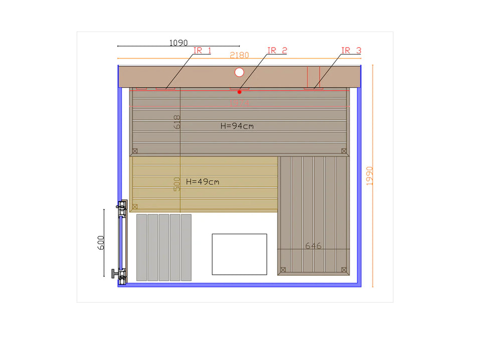 Thermasol Vue Front Panoramic Glass, 3–4 Person - Outdoor Traditional Sauna