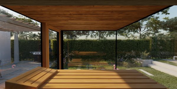 Thermasol Vue Front Panoramic Glass, 3–4 Person - Outdoor Traditional Sauna