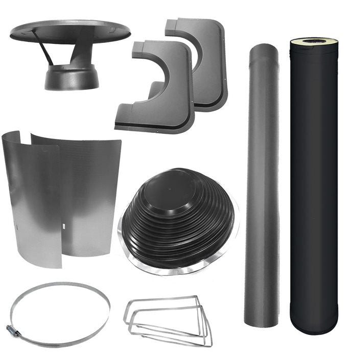 Configuration · Harvia WHP1000500M-PKG – Harvia 1000500M Chimney & Assembly Kit, Barrel, Flat Roof, Black ($1,458)