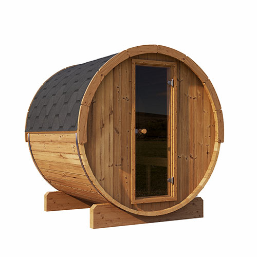 SaunaLife Model E7 Outdoor Traditional Barrel Sauna | ERGO Series | 4-Person