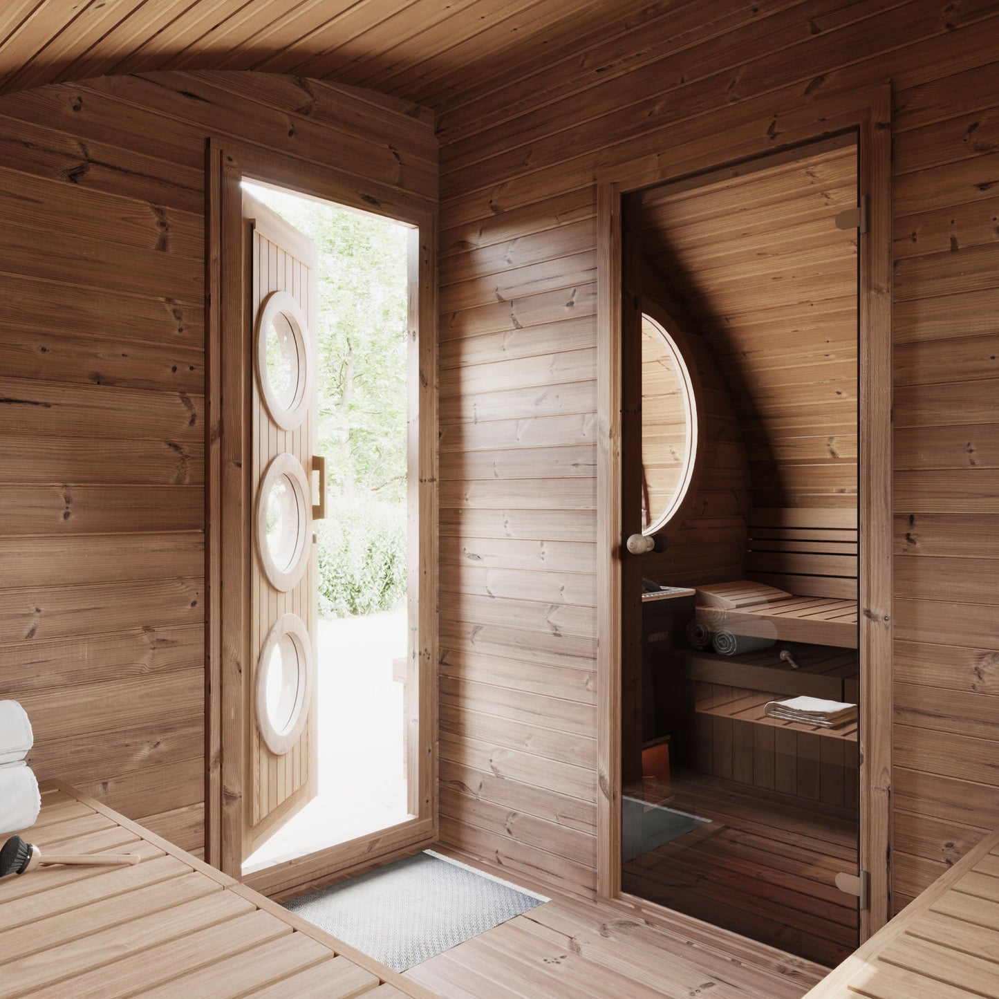 PRE-ORDER JULY 2026:  SaunaLife Model G11 – Garden-Series Traditional Outdoor Home Sauna Kit | 2-Room | Up to 8 Persons