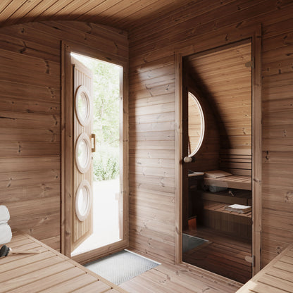 PRE-ORDER JULY 2026:  SaunaLife Model G11 – Garden-Series Traditional Outdoor Home Sauna Kit | 2-Room | Up to 8 Persons