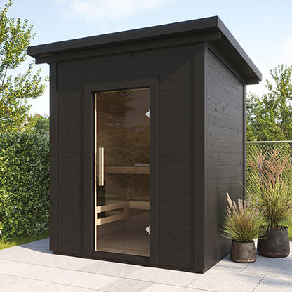 SaunaLife Model G2 Garden-Series Traditional Outdoor Home Sauna Kit w/ LED Lighting | 4 Person