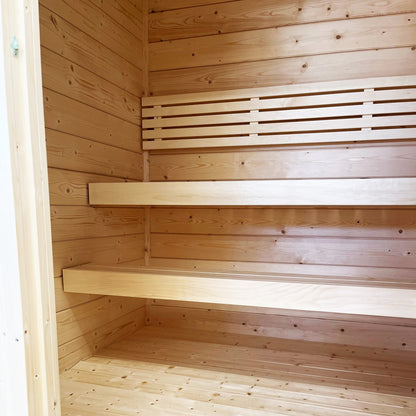 SaunaLife Model G2 Garden-Series Traditional Outdoor Home Sauna Kit w/ LED Lighting | 4 Person