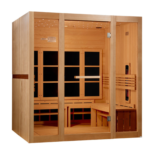 Golden Designs Catalonia | 8-Person Full Spectrum Infrared Indoor Sauna | GDI-6880-03 FS | Canadian Hemlock