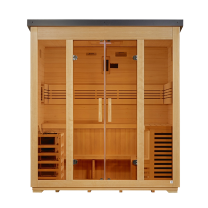 Golden Designs Vorarlberg Flat Roof | 5-Person Traditional Outdoor Sauna | GDI-8005-01 | Canadian Hemlock