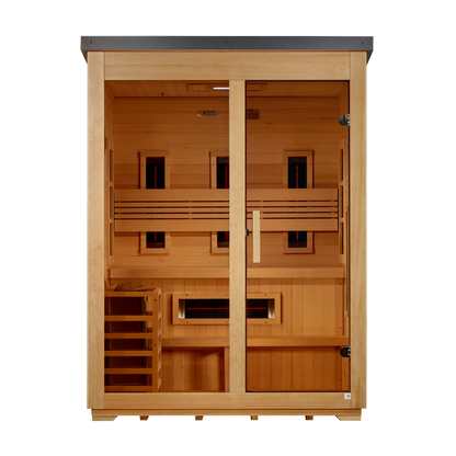 Golden Designs Carinthia Flat Roof | 3-Person Hybrid Outdoor Sauna | GDI-8023-01 | Canadian Hemlock