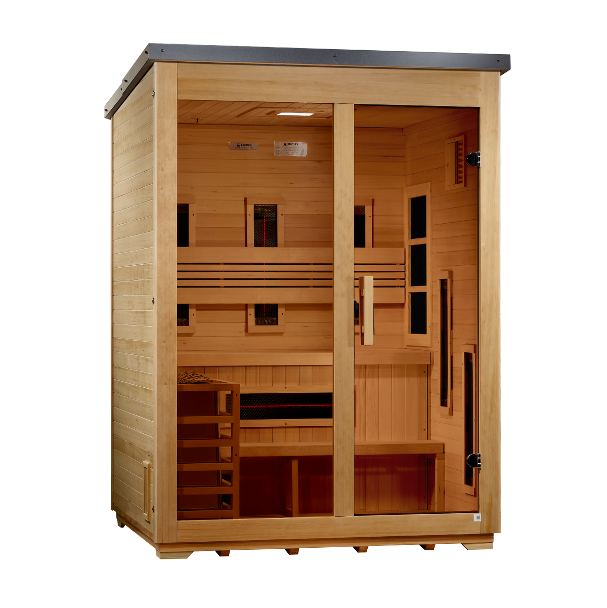 Golden Designs Carinthia Flat Roof | 3-Person Hybrid Outdoor Sauna | GDI-8023-01 | Canadian Hemlock