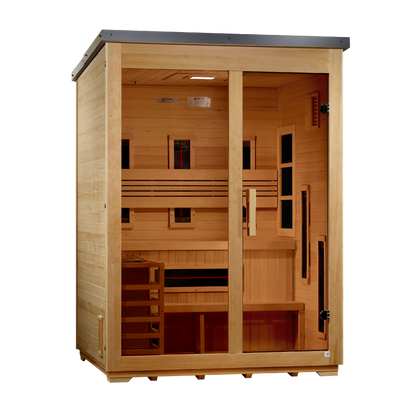 Golden Designs Carinthia Flat Roof | 3-Person Hybrid Outdoor Sauna | GDI-8023-01 | Canadian Hemlock