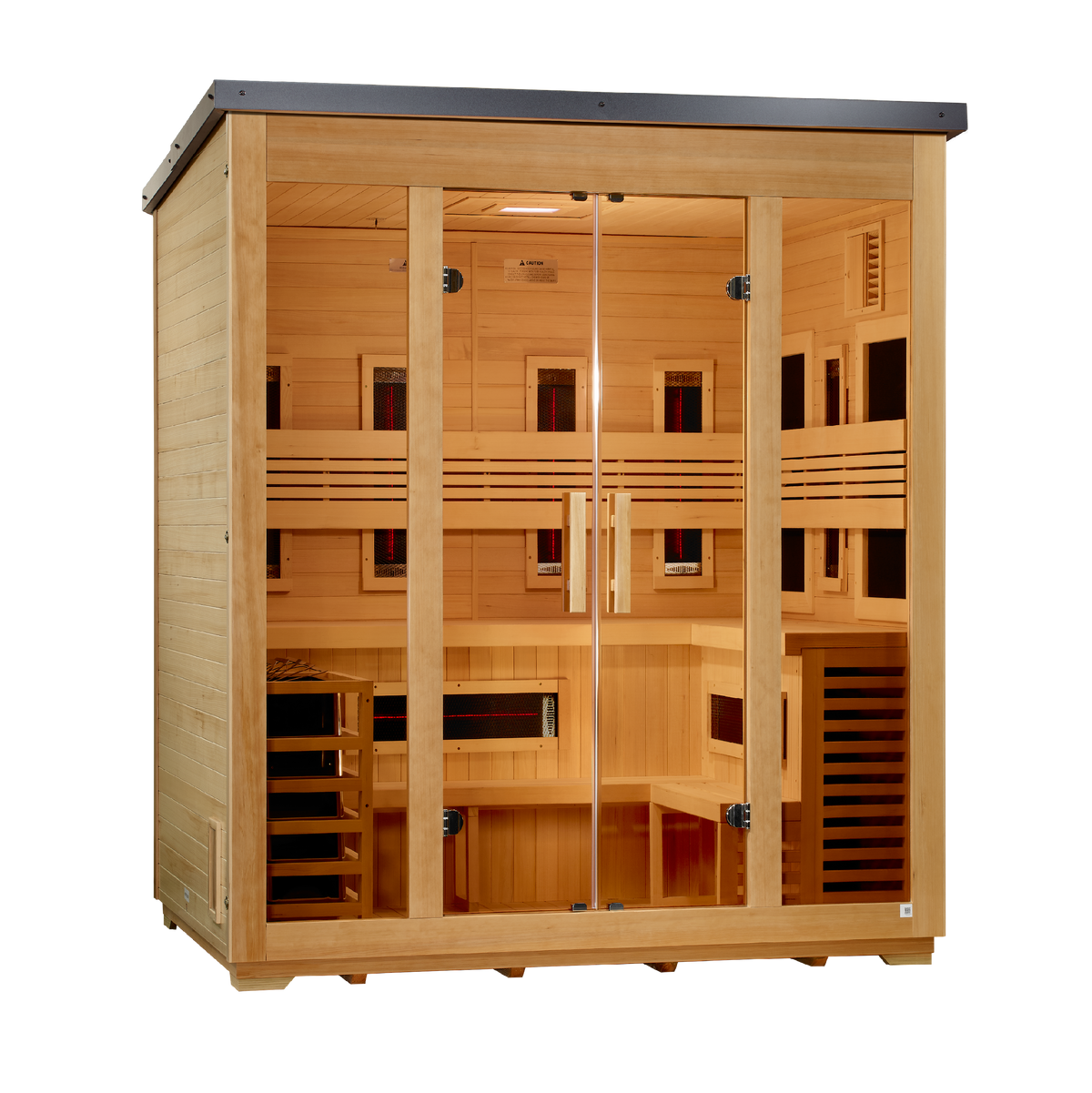 Golden Designs Gargellen Flat Roof | 5-Person Hybrid Outdoor Sauna | GDI-8025-01 | Canadian Hemlock