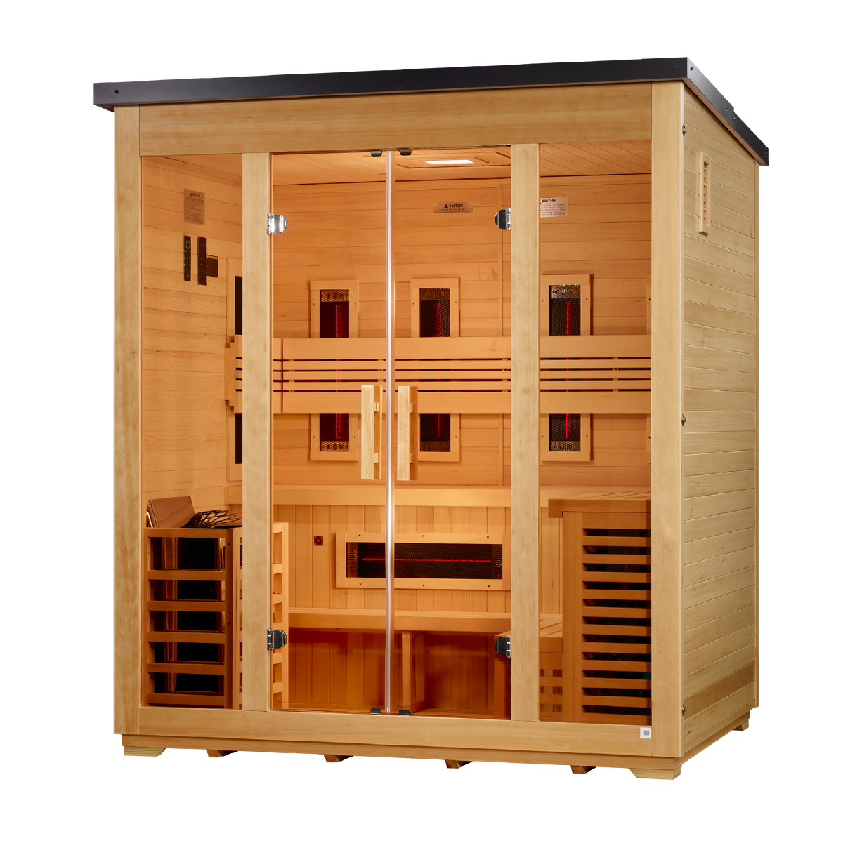 Golden Designs Gargellen Flat Roof | 5-Person Hybrid Outdoor Sauna | GDI-8025-01 | Canadian Hemlock