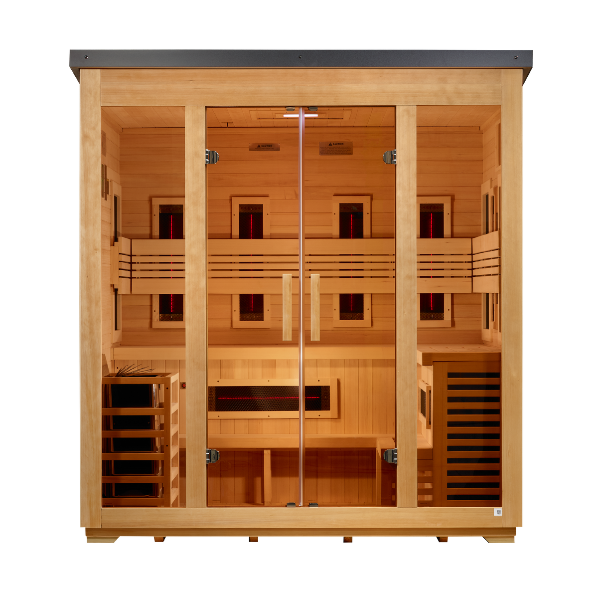 Golden Designs Gargellen Flat Roof | 5-Person Hybrid Outdoor Sauna | GDI-8025-01 | Canadian Hemlock