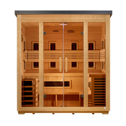 Golden Designs Gargellen Flat Roof | 5-Person Hybrid Outdoor Sauna | GDI-8025-01 | Canadian Hemlock