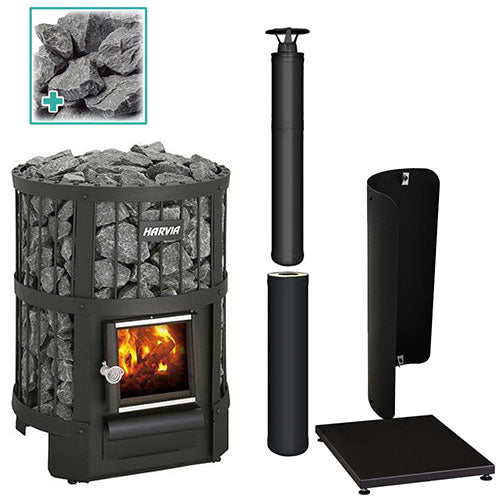 Harvia Legend 150 BK Wood-Burning Sauna Stove - 16kW - Complete Package for Traditional Saunas
