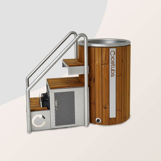 Icetubs IceBarrel with Stairs | 1-Person Cold Plunge Tub with Chiller | 129675 | Thermowood, Stainless Steel