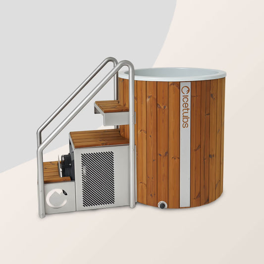 Icetubs IceBarrel XL with Stairs | 1-Person Cold Plunge Tub with Chiller | 129677 | Thermowood, Fiberglass
