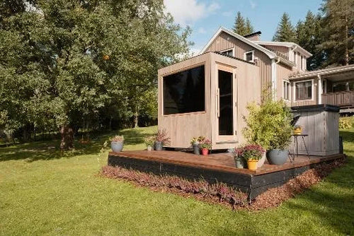 Thermasol Solaris Tile Oak, 2–5 Person, Solar-Powered - Outdoor Traditional Sauna