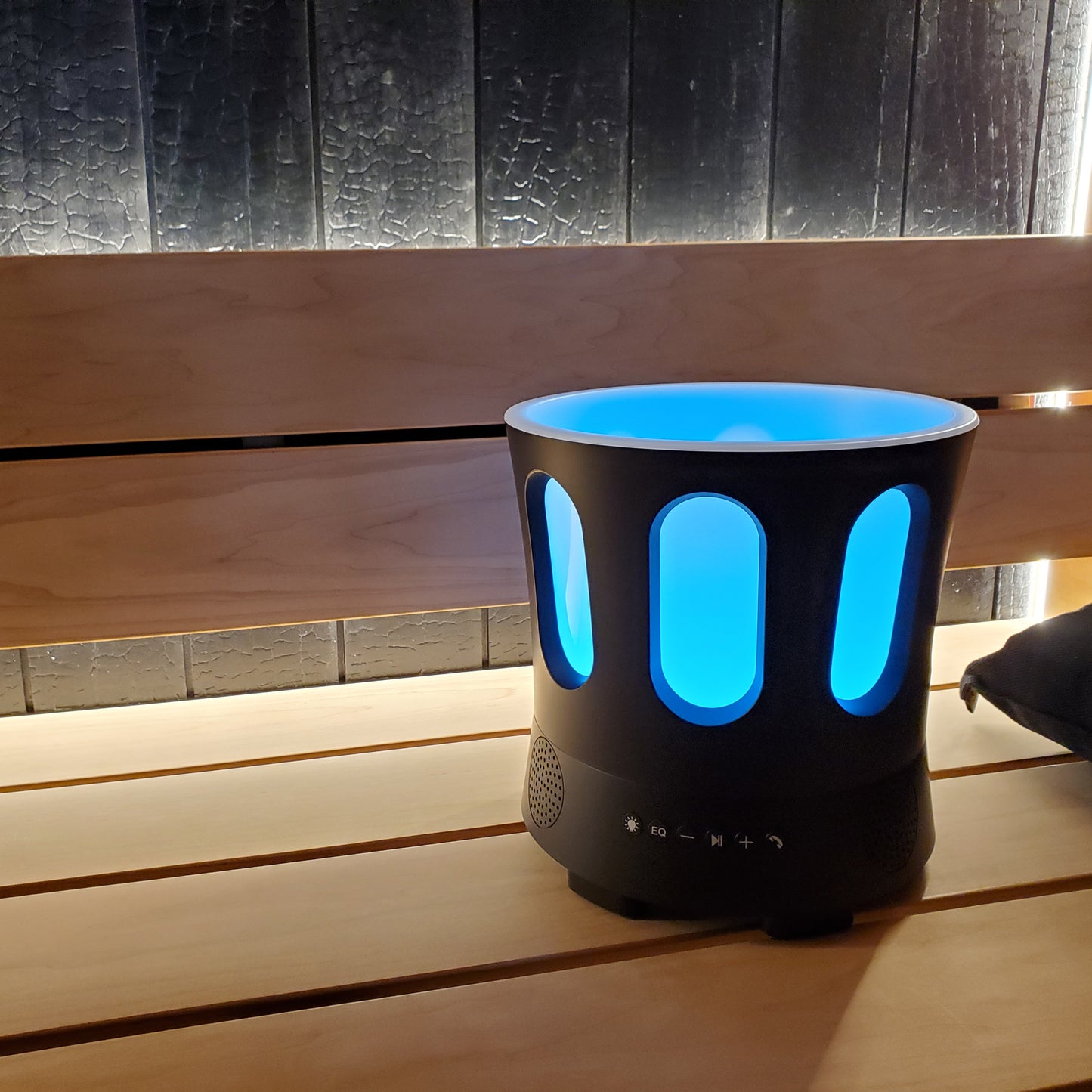 SaunaLife SaunaZone Bluetooth Speaker Sauna Bucket with LED Lights and Ice Vessel – Black