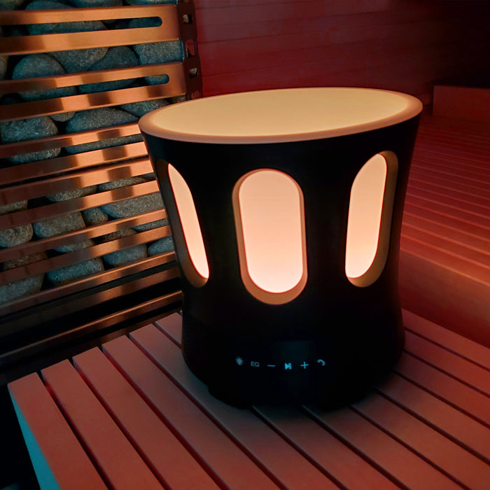SaunaLife SaunaZone Bluetooth Speaker Sauna Bucket with LED Lights and Ice Vessel – Black