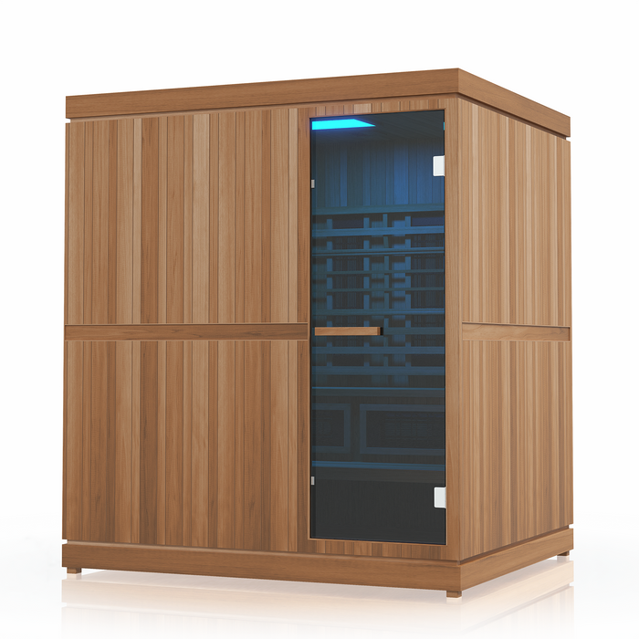 Finnmark FD-5 Trinity XL Hybrid Infra-Steam Indoor Sauna – 4 Person Home Sauna with Infrared, Steam & Red Light Therapy