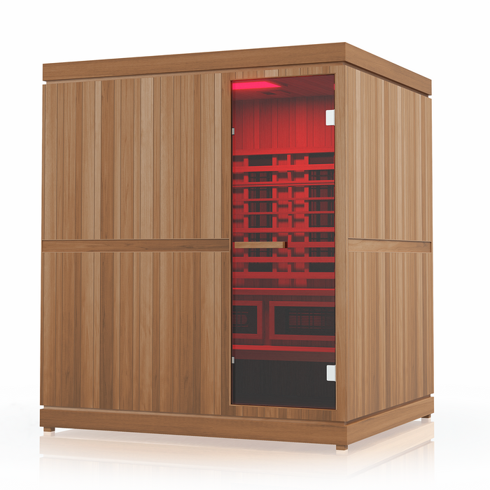 Finnmark FD-5 Trinity XL Hybrid Infra-Steam Indoor Sauna – 4 Person Home Sauna with Infrared, Steam & Red Light Therapy