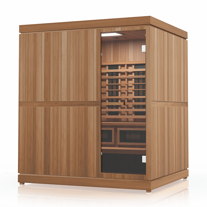 Finnmark FD-5 Trinity XL Hybrid Infra-Steam Indoor Sauna – 4 Person Home Sauna with Infrared, Steam & Red Light Therapy