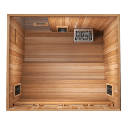 PRE-ORDER AUGUST 2026:  Finnmark FD-5 Trinity XL Hybrid Infra-Steam Indoor Sauna – 4 Person Home Sauna with Infrared, Steam & Red Light Therapy
