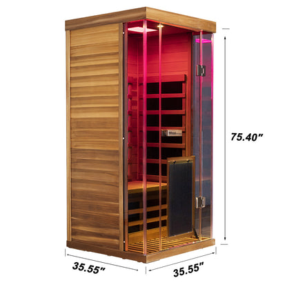 Wizzisauna S01 1 person infrared sauna, canadian red cedar, SR01, view 6